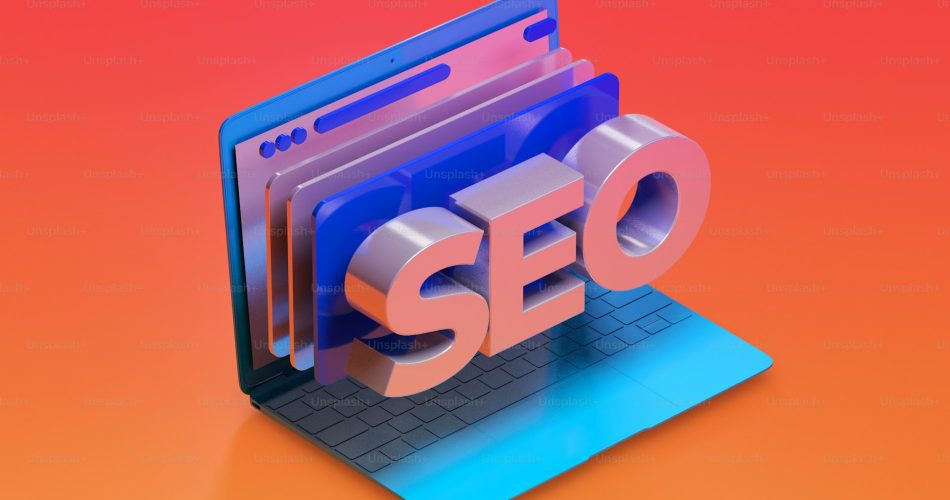 Laptop with search concept on screen - SEO analytics and website ranking for solo founders
